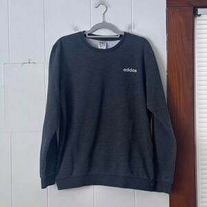 Adidas Crewneck Sweatshirt Charcoal Gray Men's Size M Cotton Blend